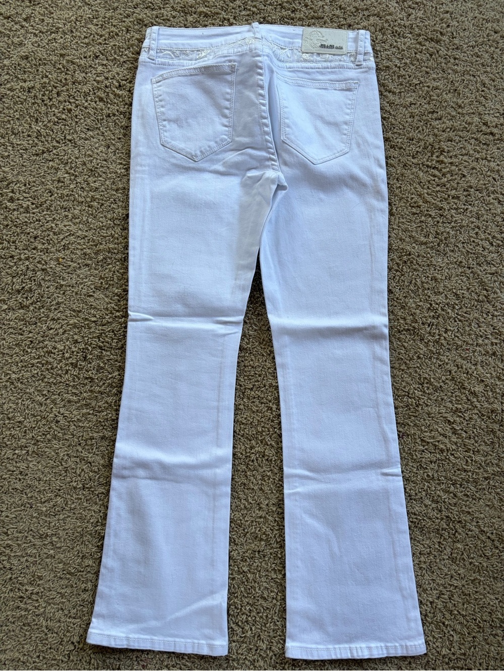 Grace in LA | White Jeans with Lace Accents - Picture 2 of 7